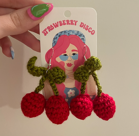 Crocheted Cherry Earrings